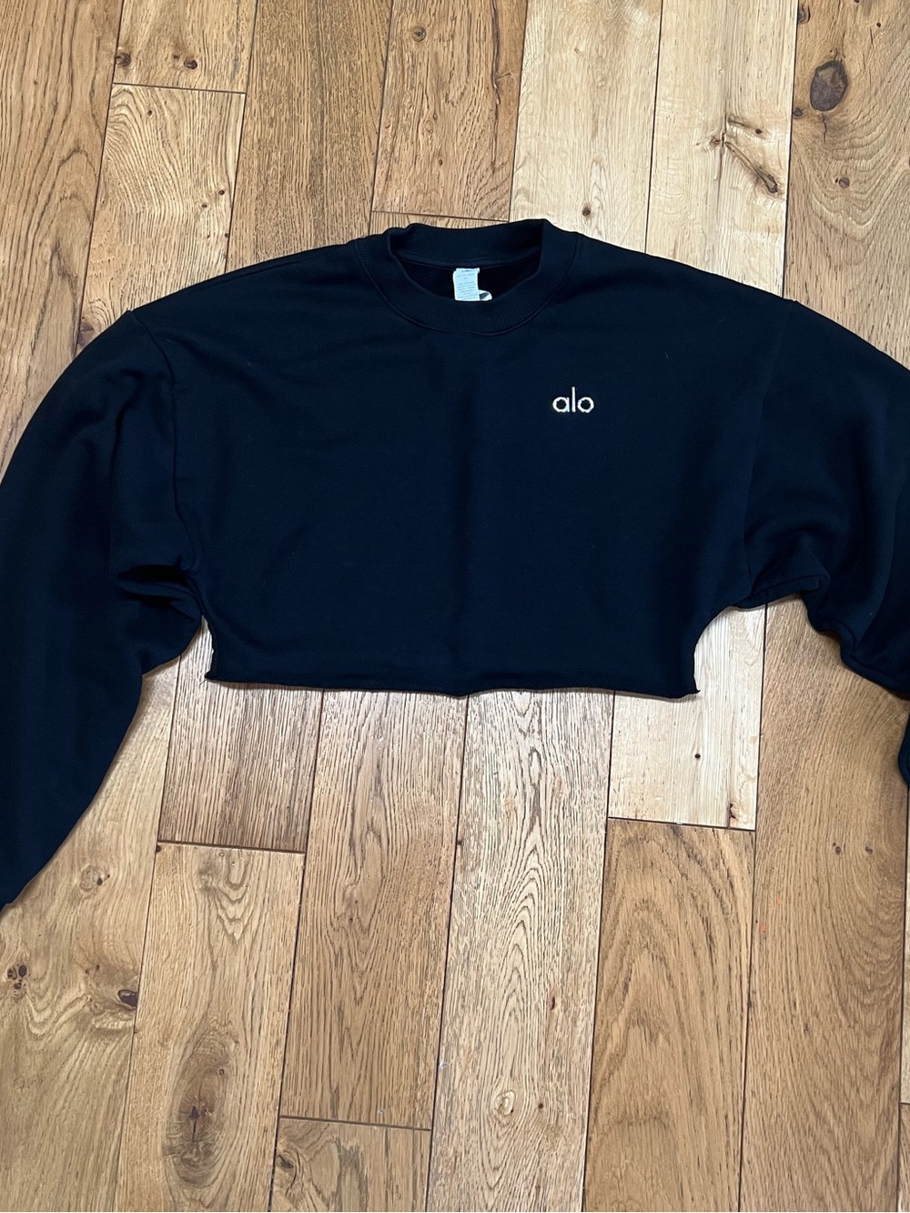ALO Yoga Black Cropped Crewneck Sweatshirt XS